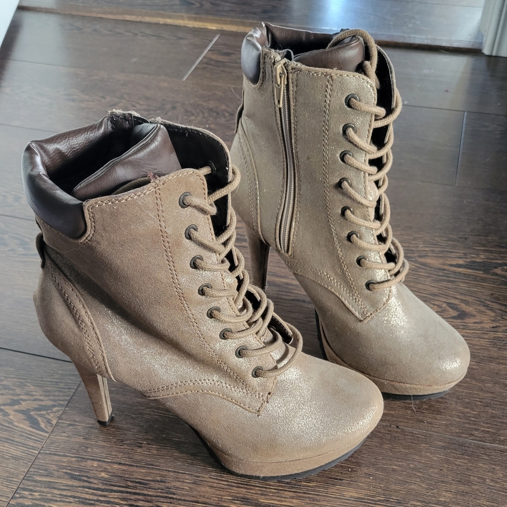 Call it Spring beige Heeled Boots (Size 9)